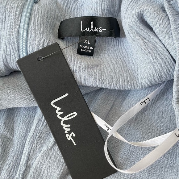 New! Lulus Stay Sunny Light Blue Faux Wrap Midi Dress NWT - 35784 - Picture 10 of 12